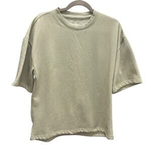 American Garage Oversized Sage Green Short Sleeve Fleece Sweatshirt Small NWOT